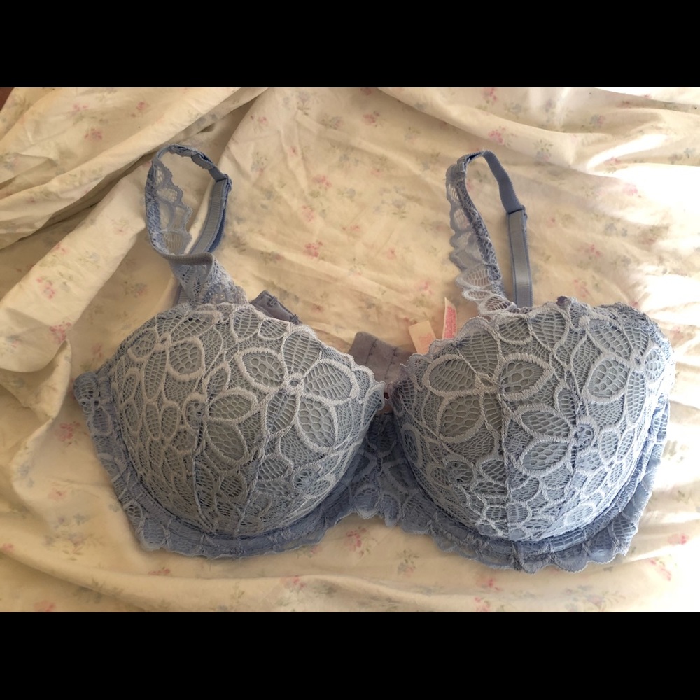 VS pink baby blue push up bra